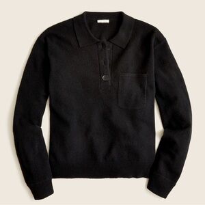J. Crew Womens Size XS Black 100%‎ Cashmere Knit Collared Sweater Chest Pocket